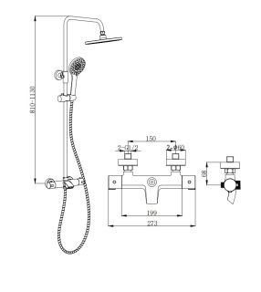 Душевая стойка Boch Mann Oglio B TS BM9649 с термостатом чёрный