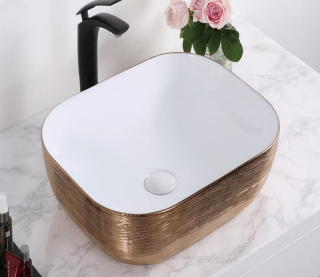 Раковина CeramaLux  D1333H132 бело-медная 46 см