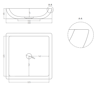 Накладная раковина Salini Callista 04 S-Stone 1101208SMRH 38см RAL снаружи