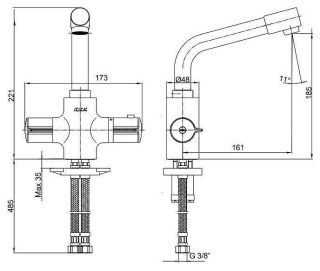 Смеситель для раковины E.C.A. Thermostatic 102108730EX с термостатом хром