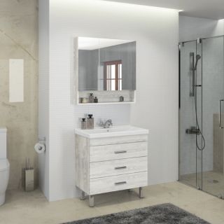 Comforty Тумба-умывальник "Никосия-80Н" дуб белый с раковиной Fest 80 F01