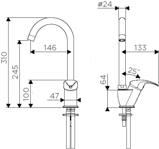 Смеситель для кухни Omoikiri Umi-BL