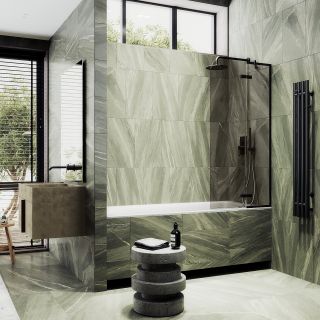 Шторка на ванну MaybahGlass MGV-918-6 99см чёрный