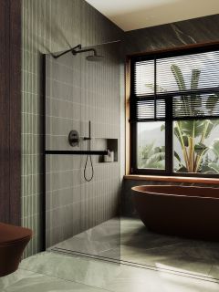 Душевая перегородка MaybahGlass MGD-727-6ш 79см чёрный