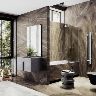 Шторка на ванну MaybahGlass MGV-75-5у 70см хром матовый