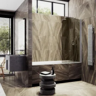 Шторка на ванну MaybahGlass MGV-611-5 60см хром матовый