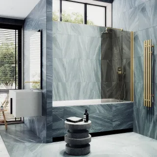 Шторка на ванну MaybahGlass MGV-601-3 40см золото