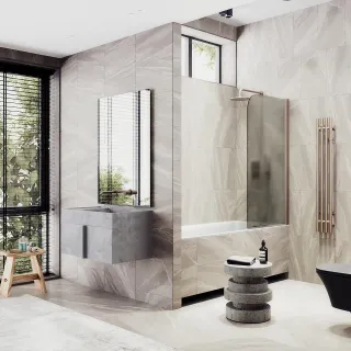 Шторка на ванну MaybahGlass MGV-625-2 80см бронза