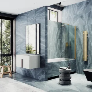 Шторка на ванну MaybahGlass MGV-621-3 80см золото