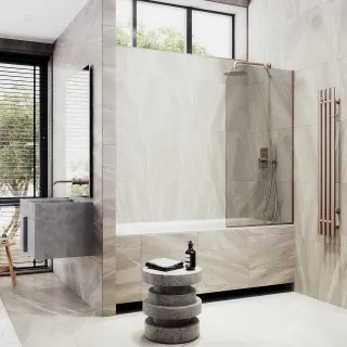 Шторка на ванну MaybahGlass MGV-139-2у 54см бронза