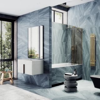 Шторка на ванну MaybahGlass MGV-916-3 99см золото