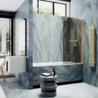 Шторка на ванну MaybahGlass MGV-771-3 50см золото