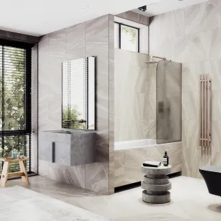 Шторка на ванну MaybahGlass MGV-74-2у 60см бронза