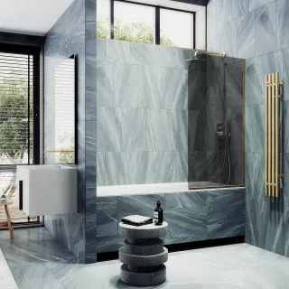 Шторка на ванну MaybahGlass MGV-82-3у 80см золото