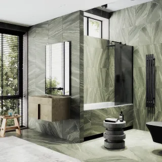 Шторка на ванну MaybahGlass MGV-87-6ш 70см чёрный