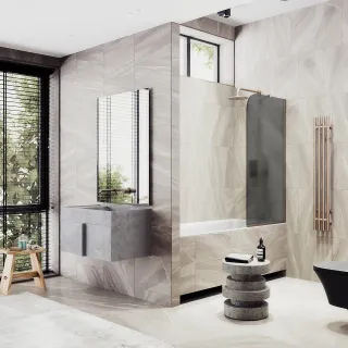 Шторка на ванну MaybahGlass MGV-89-2у 90см бронза