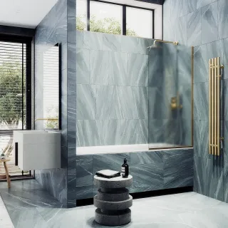 Шторка на ванну MaybahGlass MGV-94-3у 80см золото