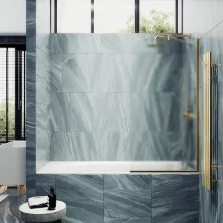 Шторка на ванну MaybahGlass MGV-94-3у 80см золото