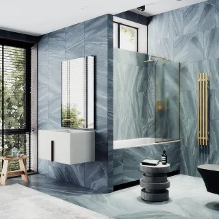 Шторка на ванну MaybahGlass MGV-253-3у 30см золото