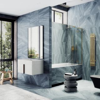 Шторка на ванну MaybahGlass MGV-920-3 99см золото