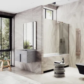 Шторка на ванну MaybahGlass MGV-77-2ш 90см бронза