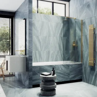 Шторка на ванну MaybahGlass MGV-95-3ш 90см золото