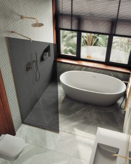 Душевая перегородка MaybahGlass  MGD-698-2у 79см бронза