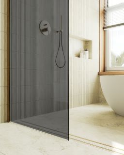 Душевая перегородка MaybahGlass MGD-698-3ш 79см золото