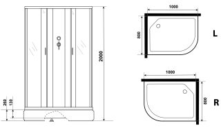 Душевая кабина Niagara NG-33084-14RBK 100x80см серебро/матовое