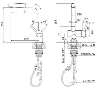 Смеситель для кухни Paulmark Dosse Do214418-401 антрацит