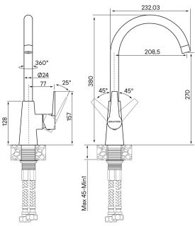 Смеситель для кухни Paulmark Holstein Ho212065-310 серый