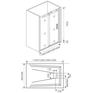 Душевая дверь Good Door Galaxy WTW-130 130Х195 стекло прозрачное