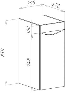 Тумба под раковину для стиральной машины Bellezza Олиссия 100см правый серый 00000011197