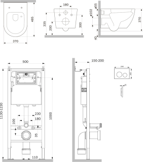 Комплект унитаза с инсталляцией AM.PM Like IS90151.801900 сиденье микролифт