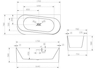 Акриловая ванна ABBER 170x78см AB9494-1.7