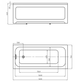 Акриловая ванна АКВАТЕК EFVA160 Мия 160x70 см