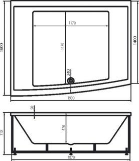 Акриловая ванна VAGNERPLAST IMPOSSIBLE 190