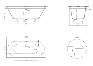 Ванна из искусственного камня Salini Ornella Axis S-Sense 103411GRF 180x80см RAL полностью