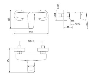 Смеситель для душа Aquatek Бетта AQ1160BGM шлифованный чёрный хром