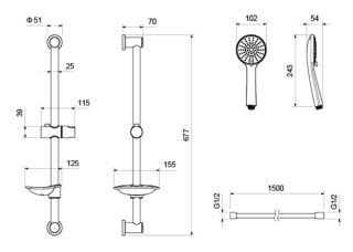 Комплект для душа Aquatek Бетта AQ1132MB чёрный матовый