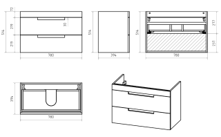 Подвесная тумба под раковину Brevita Ariana ARI-01080-03062Я 80см капучино