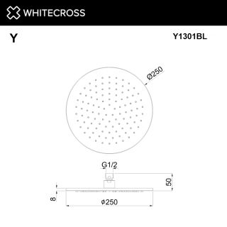 Верхний душ WHITECROSS Y1301BL 25 см чёрный матовый