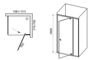 Душевой уголок Ravak PDOP2-110 + PPS-80 профиль сатин