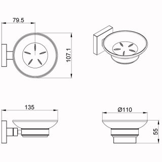 Мыльница AZARIO RINA AZ-87008 стеклянная, хром