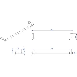 Полотенцедержатель AZARIO FORNY AZ-88301 трубчатый одинарный 60 см