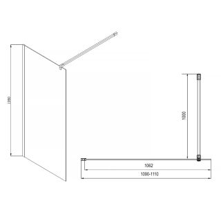 Душевая перегородка Azario CHICAGO AZ-NAR6310 1100 Black Walk-in 1100x1950