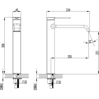 Смеситель для раковины-чаши Azario VINCENTE AZ-VPV168R26AJ
