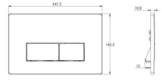 Кнопка смыва AZARIO KAPRIS AZ-8200-0088/AZ-P58-0110 двойная, квадратная, цвет хром матовый