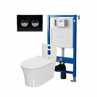 Комплект унитаза с инсталляцией Point Элемент PN48210BC с сиденьем Микролифт