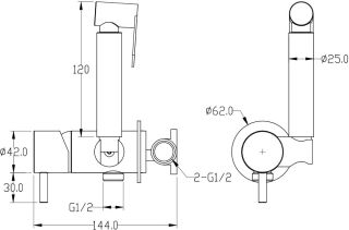 Гигиенический душ Boheme Uno со смесителем золото 467-G